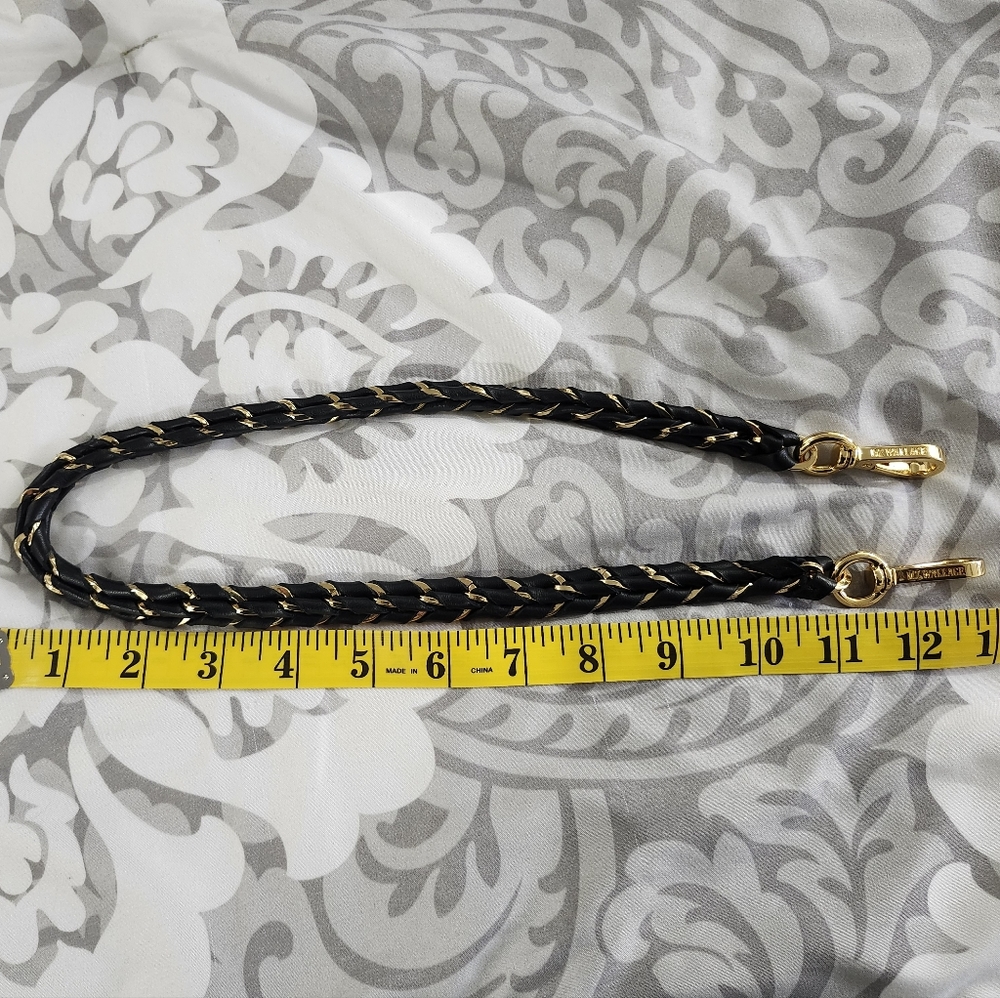 MZ Wallace leather wrapped chain strap in gold